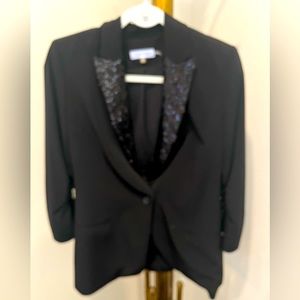 Calvin Klein tuxedo blazer with sequin collar
